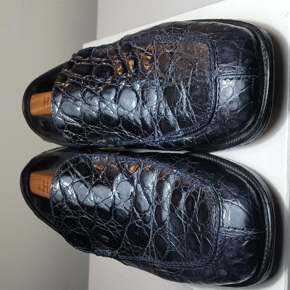 Altobelli genuine navy crocodile loafers size 11.5E
